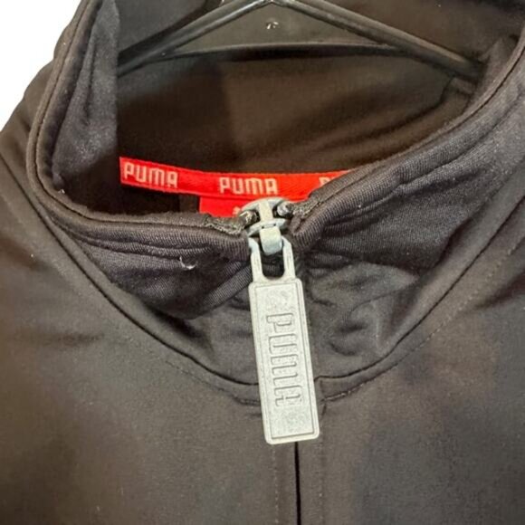 Puma Black Athletic Puma Cat Logo Mock Neck Full Zip Jacket Men Sz M - Picture 7 of 10
